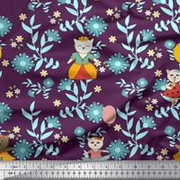 Soimoi Japan Crepe Satin Listovi tkanine, cvjetni i princeza Cat Cartoon Tkaninski dvorište širom
