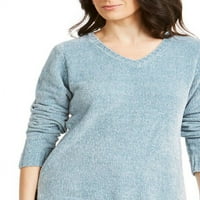 Karen Scott ženski petit V-izrez Chenille džemper plave veličine sitni