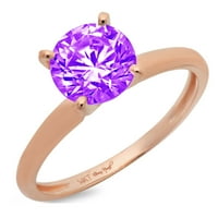3. CT sjajan okrugli rez prozirni simulirani dijamant 18k 18K ružičasto zlato pasijans prsten sz 9.75