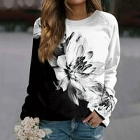 HHEI_K ženski povremeni modni cvjetni print dugih rukava za pulover o o-vratu