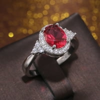 Miyuaadkai prstenovi temperament crveni dragulj prsten microset cirkonski ženski prsten nakit crveni