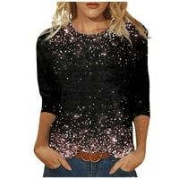 Umitay Ženska moda casual tri četvrtine rukava Print Okrugli pulover za okrugle bluze za žene za žene
