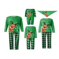 Amiliee božićne pidžame za obitelj, dugih rukavh jelena + plažene hlače za parove za parove dječje baby pas
