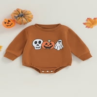 LICUPIEE TODDLER Baby Halloween Dukserica Romperi Pumpkin lubanja Print Dugim rukavima Kombinezon slatka