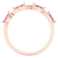 0. CT sjajan markizni rez simulirani ružičasti dijamant 14k ružičasto zlato Spacable Band SZ 8,75