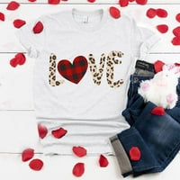XYSAQA Plus veličine za žene Top Women Fashion Valentine Ispis O-izrez Kratka majica Labava bluza Top