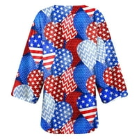 Aufmer Clearence Trendi za žene Patriotske košulje, dame cvjetni print puff rukav kimono kardigan labav