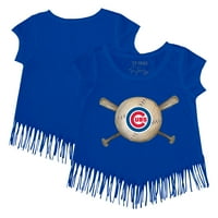 Djevojke Toddler Tiny Turpap Royal Chicago Cubs Bejzbol pokrili majicu Fringe Majica