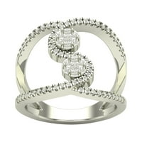 Araiya 10K bijeli zlatni dijamantni bajpasti prsten, veličina 6