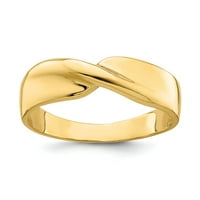 Čvrsti 14K žuti zlatni jedno greben prsten veličine 8