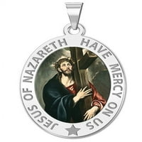 Isuse Nazareta religiozne medalje - -Solid 14k bijelo zlato