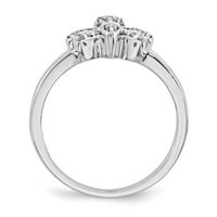 14k bijelo zlato Real Diamond Fleur de Lis prsten