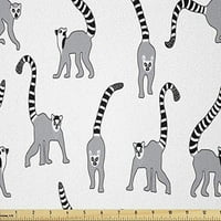 Lemur tkanina od dvorišta, sisari za repetitivne sisare Madagaskar endemske vrste Print, pletena tkanina