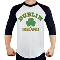 Muški Dublin Ireland Shamrock B Ply Raglan bejzbol majica 2x-velika bijela