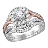 14KT dvotonski zlatni okrugli dijamantni bridalni venčani prsten set CTTW