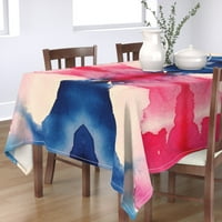 Pamuk Saten Stolcloth, 70 90 - ružičasta plava apstraktna akvataktor Art Midcentury Moderna boja Ispiši