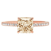 2. CT briljantan aspekser Clear Simulirani dijamant 18k Rose Gold Solitaire sa accentima prsten sz 6.5