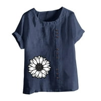 Zodggu tasteri pamučne majice za žene uštede Big cvjetna grafička bluza Summer Modni Crew izrez košulje