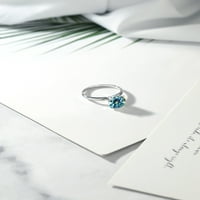 Gem Stone King 14k bijelo zlato 2. CT okrugli milenijum plavi Mystic Topaz ženski zaručni prsten za žene