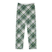 Casual pantalone za žene Klasični plaćeni elastični struk ravno noge Početna Hlače zelene veličine S