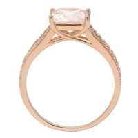 2. CT sjajna princeza simulirana ružičasta dijamant 14k Rose Gold Solitaire sa Accentima prsten sz 7.25
