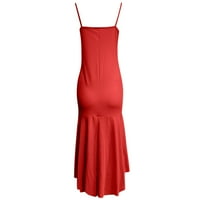 Žene Ljetne casual labave kaiševe bez rukava Asimetrična sila plaža Maxi duga haljina crvena s