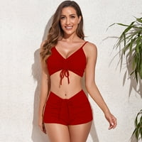 Spust kupaćim kostim za žene Split kupaći kostim Solid Boja V-izrez visoke struk plaže Bikini kupaći