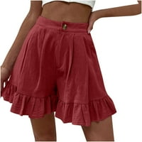 Summer Plus Shorts za žene Solid ruffle casual labav fit plaža boho hlače kratke hlače visokog struka