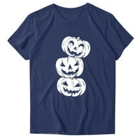 Tking modne žene modni casual Halloween o-vrat tiskani kratkih rukava s labavim košuljom top - s