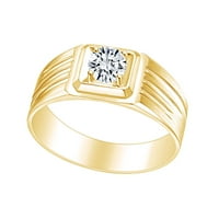 Bijeli prirodni dijamantni godišnjica vjenčanog prstena za vjenčanje 14K čvrsto žuto zlato Veličina-11