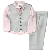 Van Heusen Toddler & Boys Pink i sivo odijelo Hlače Vest i kravata Outfit 2t