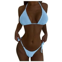 Ženski kupaći kosujci Casual Split Bikini Crinrens Pusti dva kupaća odijelo za žene Plavo m
