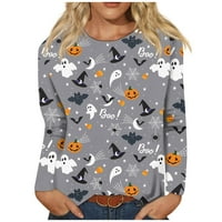 Košulje s dugim rukavima za žene Ženska modna casual dugih rukava prugasti Halloween tiskani na vrhu