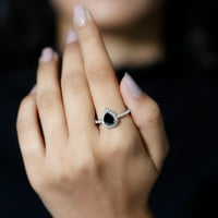 Laboratorija za suzanje stvorila je crni dijamantni prsten sa moissitnim halo, 14k bijelom zlatom, US