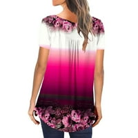JMntiy ženska majica Tees kratki rukav okrugli vrat majica s cvjetnim tiskanim majicama vrhova bluza