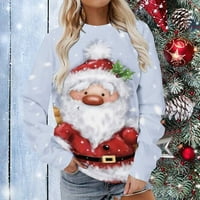 Grafičke majice Lady Santa Claus Trendy Casual Loose Majica Fall Dukseri za žene Crewneck Pulover Božićna