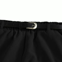 Ženske plus kratke hlače Ležerne prilike za obični džep ravna noga crna 2xl