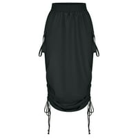 Qiaocaity Leisure Beach Suknja za olovke za žene Ljeto Slana suknja Visoko struk Bohemijski džep za