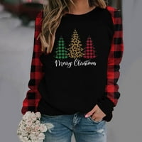 WHLBF Clearence ženske vrhove labavi modni plaćeni božićni ubodeći bluzu dugih rukava