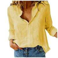 Ženska labava posteljina gumb Solid rever dugih rukava Ležerne bluze
