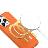 Za iPhone iPhone Pro Ultimate PU kožni magnetski krug Prekrasan hibrid - narandžasta
