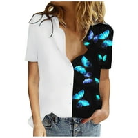 Prednja košulja za žene kratki rukav Tors Bluze Regularne fit t majice Pulover Tes Ties The Letterfly