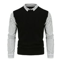 Muška jesen i zimska Britanska tanka prugasta košulja dvodijelni džemper gornji bluza bijeli xl