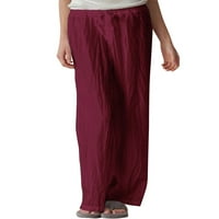 Žene ljetne pamučne posteljine casual labave široke pantalone za noge crtanje gudačke pajama hlače žene