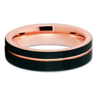 Crni vjenčani prsten, ružin zlatni volfram prsten, vjenčani prsten, volfram karbidni prsten, zaručnički