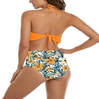 Avamo dame kupaći kupaći kostimi za kupaće kostimi bez rukava Halter Crt Swims Compy plivanje tanka plaža Dva narandžasta US = TAG M