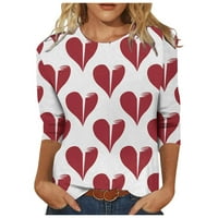 Huachen ženski dan zaljubljenih tiskao je labav pulover sa dugim rukavima iznad crvenog m