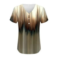 Ženski vrhovi kratki rukav casual bluza Grafički printira Ženske košulje Henley Ljeto Brown 5XL