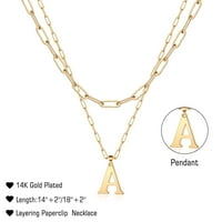 Slojevito zlatne početne ogrlice za žene Trendy 14K Real Gold pozlaćene njezine slojevice početne ogrlice