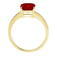 2.0ct Asscher Cred Red Prirodni Garnet 14K žuti zlatni godišnjički angažman prsten veličine 5,75